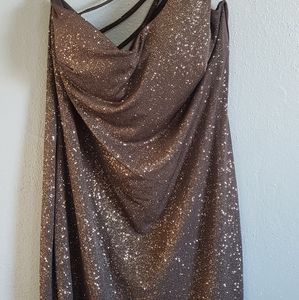 Cristina black one shoulder shimmer dress size m